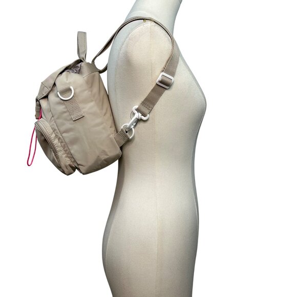 Adidas Women’s Beige Adjustable Straps Embroidered Logo Travel Mini Backpack - Picture 7 of 13